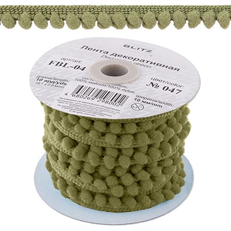 картинка Тесьма декоративная " BLITZ " 10мм*9,1м хаки