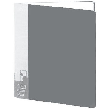 картинка Папка 10файлов " Бюрократ " А4 серый ,пластик 0,6мм ,торцевой карман с бумажной вставкой