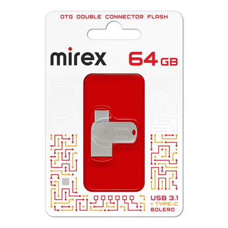 картинка Флеш-диск " Mirex " 64GB Bolero серебряный USB 3.1/Type-C