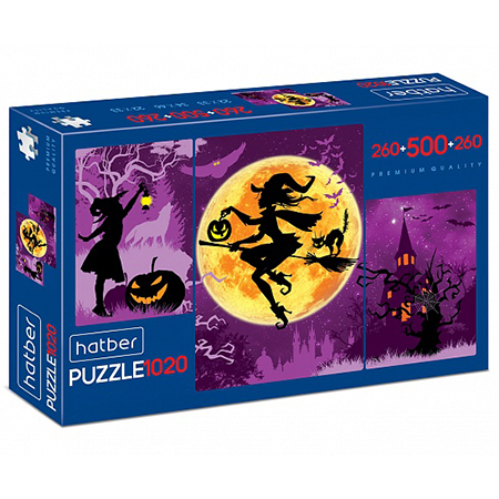 картинка Пазлы " Hatber " 1020элементов Premium TRIPTYCH Полнолуние. Ночь колдовства 46*34см, 3 картинки в 1 коробке, картонная упаковка