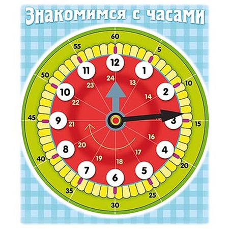 картинка Игра обучающая " Hatber " Знакомство с часами 195*220мм, пакет, европодвес