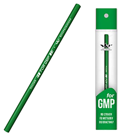 картинка Карандаш " ВКФ " For GMP зеленый для письма по стеклу, металлу, пластику, индивидуальная упаковка (полибег)