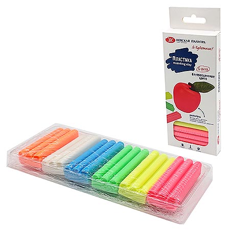 картинка Набор пластики " Я- Художник! " 6цв 120г пластика запекаемая, флуоресцентные цвета, картонная упаковка с европодвесом