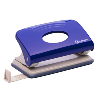 картинка Дырокол на 10л " Lamark " Mettallic металлический, встроенная линейка, синий