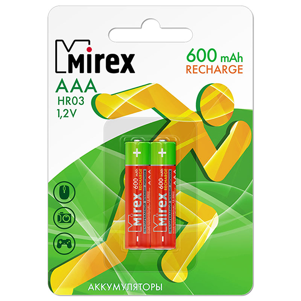 картинка Аккумулятор " Mirex " HR03 600mAh, 2шт Ni-Mh