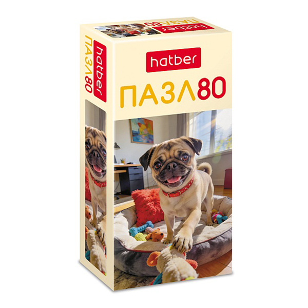 картинка Пазлы " Hatber "   80элементов Собака-улыбака 16,5*23см, картонная упаковка