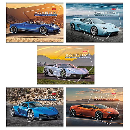 картинка Альбом А4 32л " Hatber " Автотюнинг (ассорти), на скобе, обложка- мелованный картон, блок-офсет 100г/м2, 1 дизайн в спайке, 5 дизайнов в коробке