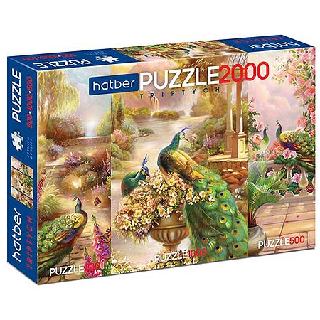 картинка Пазлы " Hatber " 2000элементов (1000х1*500х2) Premium Дивные птицы 1000-45*68см, 500-23*66,5см, картонная упаковка