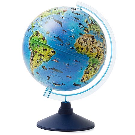 картинка Глобус детский зоогеографический на английском языке 250мм " Globen ", картонная коробка