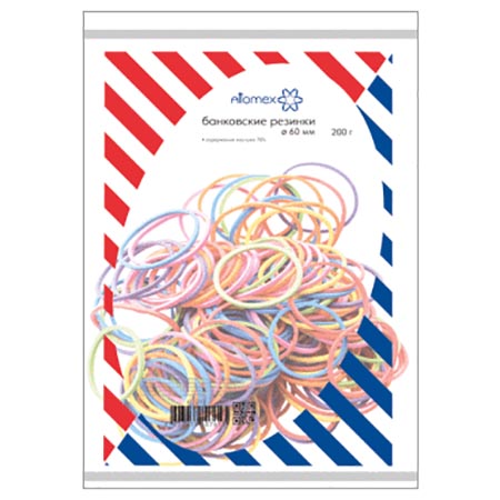 картинка Резинка банковская " Attomex " цветная 200г 60мм