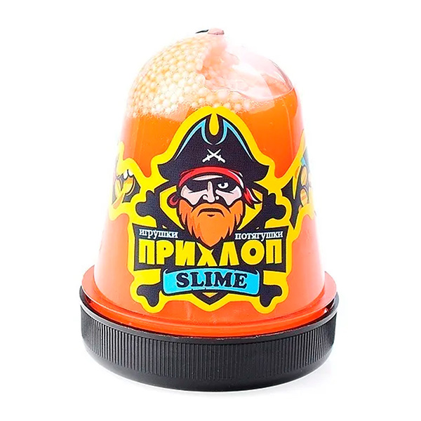 картинка Слайм " Прихлоп " Флуоресцентный, оранжевый, капсула, 130гр