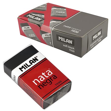 картинка Ластик " Milan " пластиковый, мягкий, черный, 39*24*10мм, картонный держатель