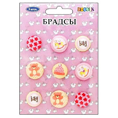 картинка Декоративный элемент брадсы " Decola " Baby розовый, 9шт, ткань