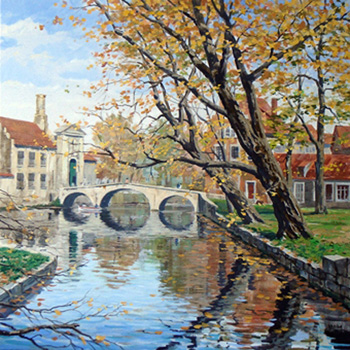 картинка Постер магнитный 200*200мм " Осенний парк " Винил, европодвес