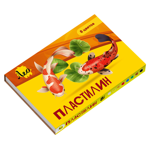 картинка Пластилин " Лео " Ярко 8цв 160г со стеком, картонная упаковка