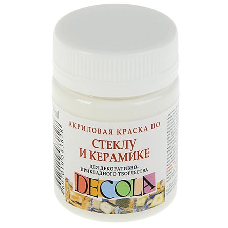 картинка Краска акриловая стекло/керамика " Decola " 50мл белая