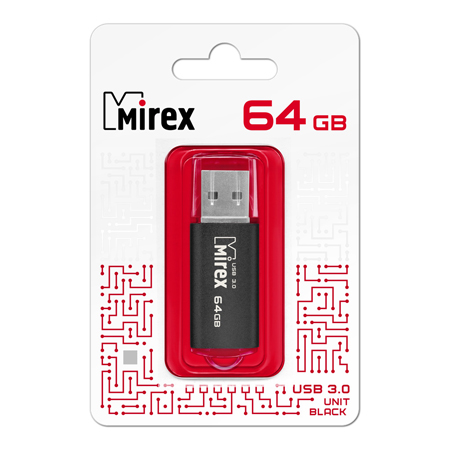 картинка Флеш-диск " Mirex " 64GB Unit черный USB 3.0