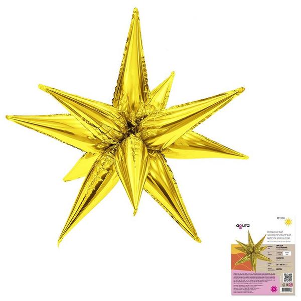 картинка Шар фольгированный " Браво " 26"/66см Звезда Золото