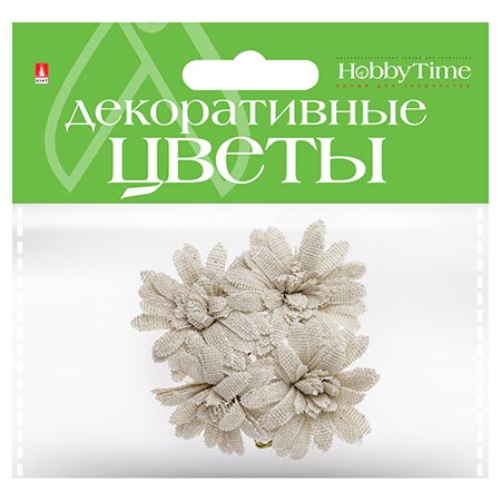 картинка Декоративный элемент " Hobby Time " Цветы 4шт, Вид 12, мешковина