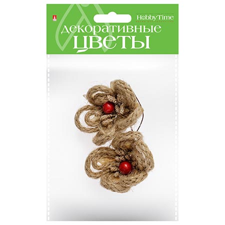 картинка Декоративный элемент " Hobby Time " Цветы 2шт, Вид 2, джут