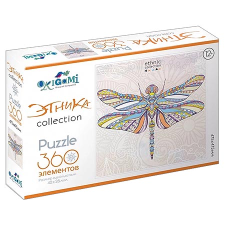 картинка Пазлы " Origami " 360элементов Арт-терапия Стрекоза, 47,5*47,5см, картонная упаковка