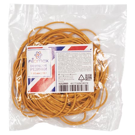картинка Резинка банковская " Attomex " цветная  50г 60мм, натуральный цвет