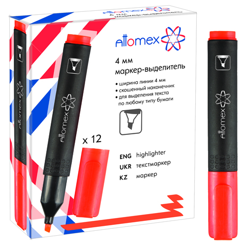 картинка Текстовыделитель 1-4мм, оранжевый " Attomex " картонная упаковка