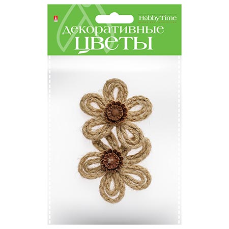 картинка Декоративный элемент " Hobby Time " Цветы 2шт, Вид 3, джут