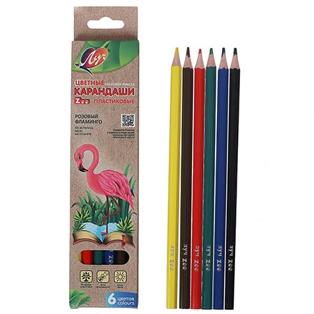 картинка Карандаши " Луч " Zoo 6цв шестигранные, пластиковые, картонная упаковка