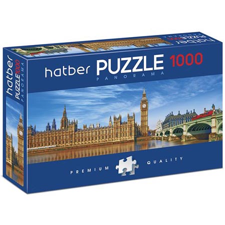 картинка Пазлы " Hatber " 1000элементов Premium Набережная Темзы 96*33см, картонная упаковка