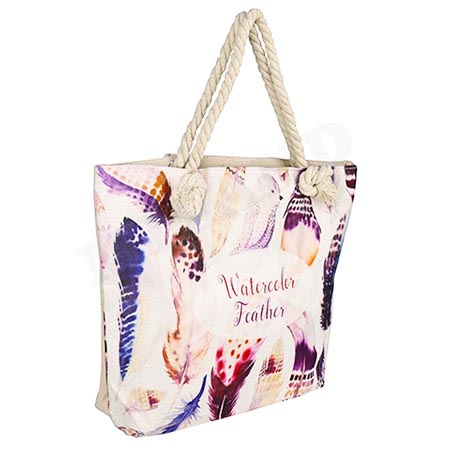 картинка Сумка пляжная " Миленд " Разноцветные перья, 46*36см