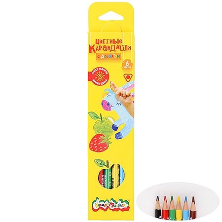 картинка Карандаши цветные деревянные ароматизированные 06цв " Каляка-Маляка " 6М трехгранные, картонная упаковка, европодвес