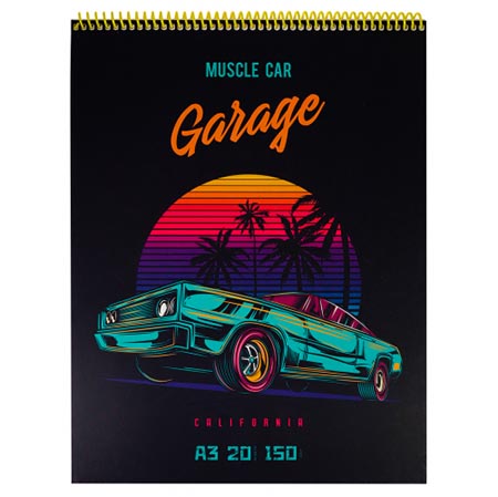 картинка Скетчбук, белая бумага 150г/м2, А3, 20л, спираль, без линовки, обложка- матовый ламинированный картон, жесткая подложка, " Миленд " Авто