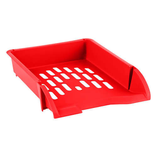 картинка Лоток для бумаг горизонтальный пластиковый " Стамм " Лидер, красный