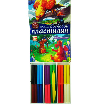картинка Пластилин " Луч " Фантазия 12цв 180г восковой, мягкий, со стеком, картонная упаковка