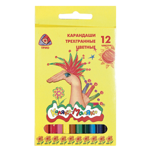 картинка Карандаши цветные деревянные трехгранные 12цв " Каляка-Маляка " 4М картонная упаковка, европодвес