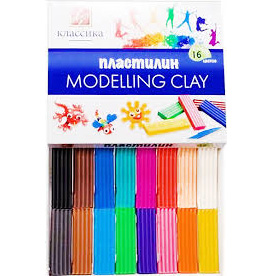картинка Пластилин " Луч " Классика 16цв 320г со стеком, картонная упаковка