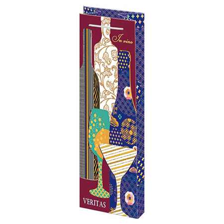 картинка Пакет бумажный " Мир открыток " 14*35*11см под бутылку Бутылки, бокалы, ламинированный