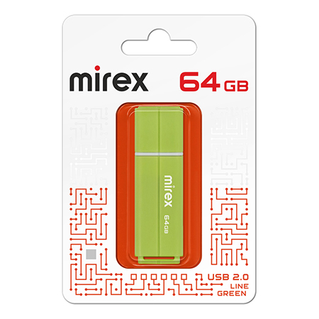 картинка Флеш-диск " Mirex " 64GB Line зеленый USB 2.0