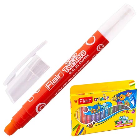 картинка Мелки гелевые &quot; Flair &quot; 12цв выдвижной стержень, в картонной коробке, европодвес