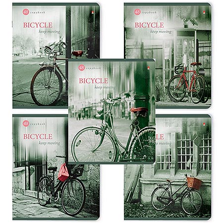 картинка Тетрадь А5 48л клетка " Альт " Настроение. Утренний город, офсет, на скобе, обложка - мелованный картон, сплошной УФ-лак, скругленные углы, 5 дизайнов в спайке