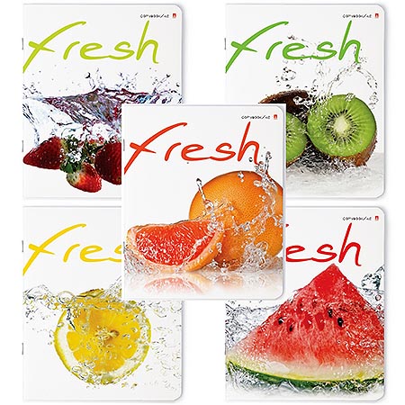 картинка Тетрадь А5 48л " Альт " Фрукты new, клетка, блок- офсет 60г/м2, на скобе, обложка- мелованный картон, сплошной УФ-лак, скругленные углы, 5 дизайнов