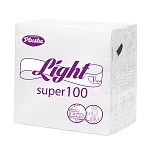 Салфетки бумажные 1-слойные " Plushe " Light Super 100,  75шт белые, 100% целлюлоза, 22,5*22,5см