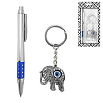 Набор подарочный " KWELT " 2в1 ручка шариковая автоматическая, синяя, брелок, пластиковая упаковка, европодвес