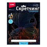 Гравюра-скретчинг " Lori " 18*24см Морские обитатели Красивая рыбка, основа с контуром рисунка, штихель, инструкция