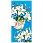 Конверт для денег " Мир открыток " 2-16 Без названия- Лилии в конверте, 83*168мм, блестки, рельеф