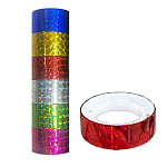 Декоративная клейкая лента " KWELT " h=1см, d=3,5см, 2м, ассорти, голография, 12шт в упаковке