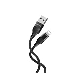 Кабель сетевой USB - Lightning " Smartbuy " S72 черный, 1м, 2,4A, силикон