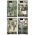 Скетчбук, крафт-бумага 100г/м2, 105*185мм, 80л, на резинке, спираль сверху, без линовки, обложка - мелованный картон, скругленные углы, " Bruno Visconti " Крафт, 4 дизайна