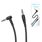 Кабель Aux Jack 3,5mm - Jack 3,5mm " Borofone " BL10, черный, круглый, боковой, 2м, силикон
